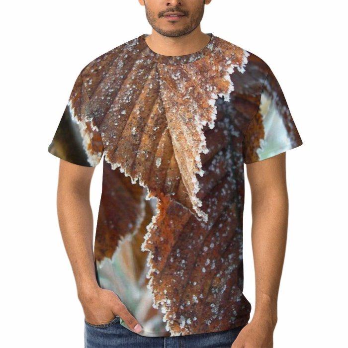 yanfind Adult Full Print Tshirts (men And Women) Leaves Leaf Frost Winter Frozen Leafs Autumn Texture