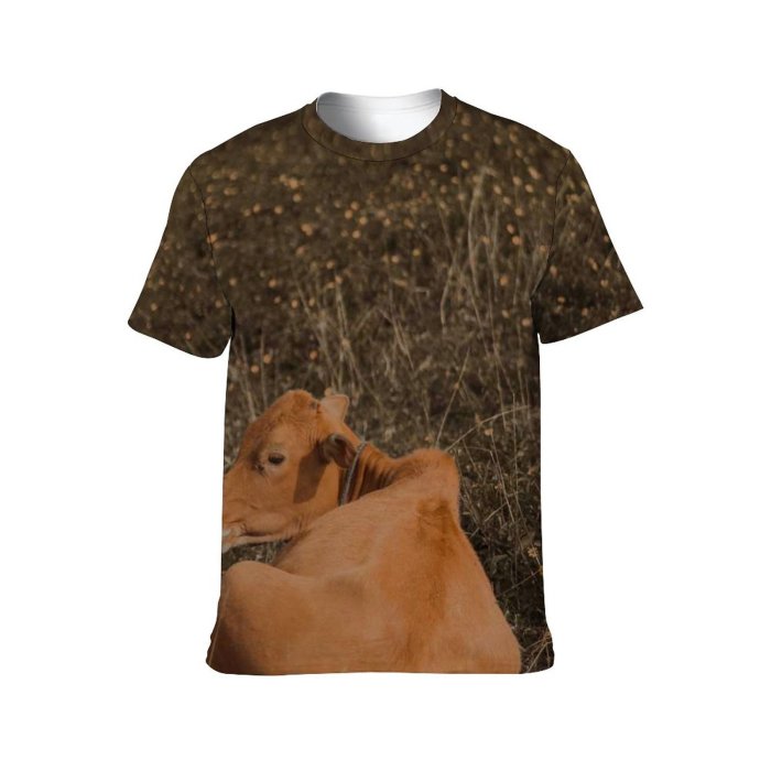 yanfind Adult Full Print T-shirts (men And Women) Snow Sunset Countryside Agriculture Farm Grass Travel Grassland Outdoors Daylight Cattle