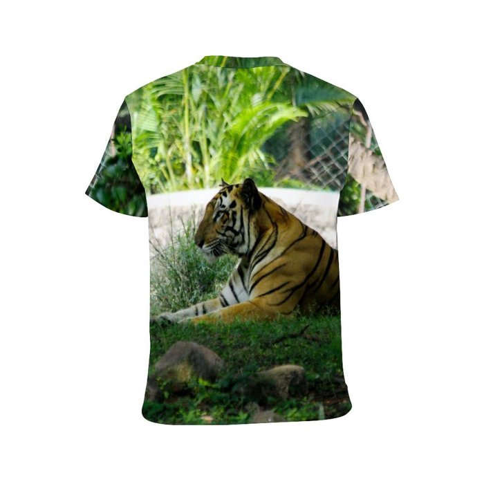 yanfind Adult Full Print T-shirts (men And Women) Grass Tree Big Fur Cat Wild Hunter Jungle Safari Wildlife Danger