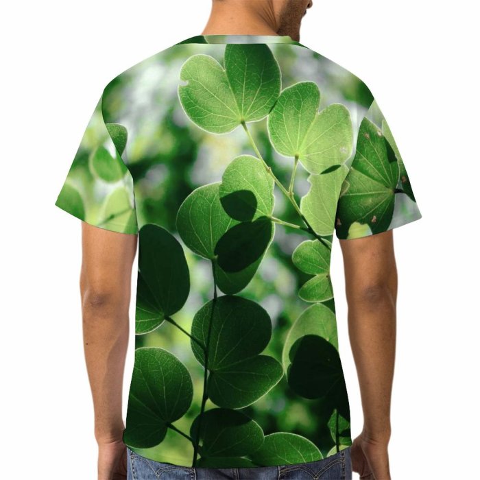 yanfind Adult Full Print T-shirts (men And Women) Summer Garden Luck Leaf Tree Flora Growth Branch Beautiful Clover Lucky Saint
