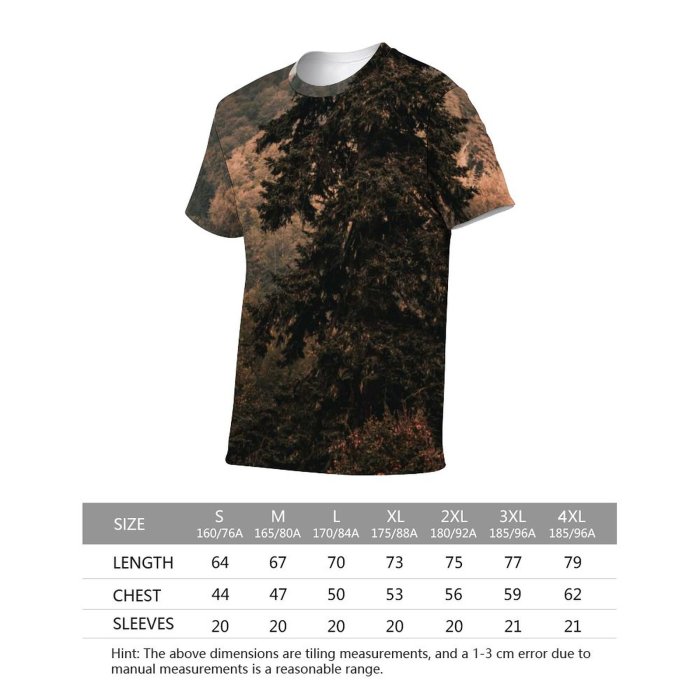 yanfind Adult Full Print T-shirts (men And Women) Snow Wood Dawn Landscape Winter Countryside Fog Leaf Fall Travel Christmas Outdoors