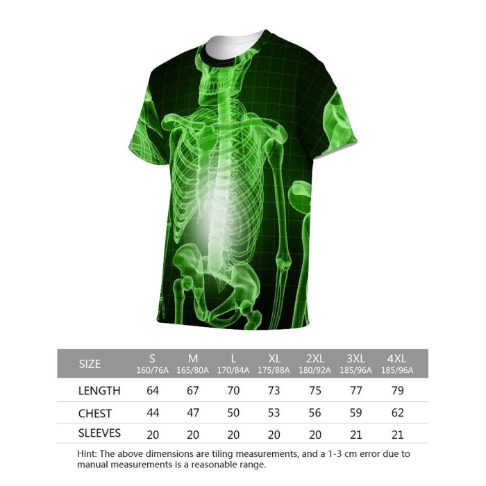 yanfind Adult Full Print Tshirts (men And Women) Xray Skull Skeletal Bones Medical Colour Effects Texture Abstract Threedimensional Technology Imagination