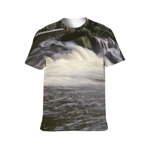 yanfind Adult Full Print T-shirts (men And Women) Landscape Trees River Current Flow Rocks