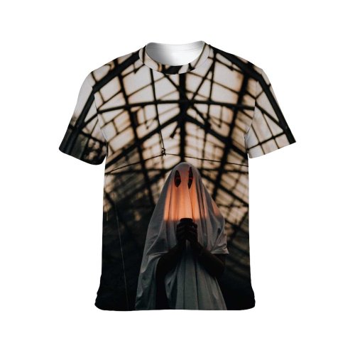 yanfind Adult Full Print T-shirts (men And Women) Light City Street Dark Building Girl Roof Architecture Travel Window Ceiling Reflection