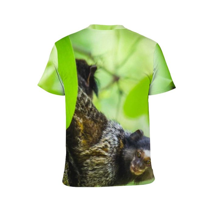 yanfind Adult Full Print T-shirts (men And Women) Wood Cute Leaf Tree Fur Monkey Outdoors Wild Hanging Jungle Tropical Wildlife