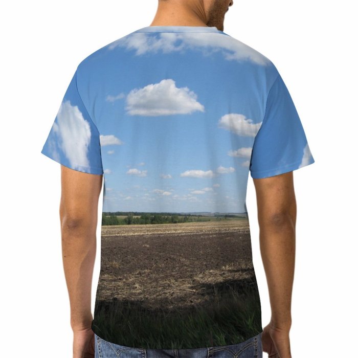 yanfind Adult Full Print Tshirts (men And Women) Field Sky Landscape Clouds