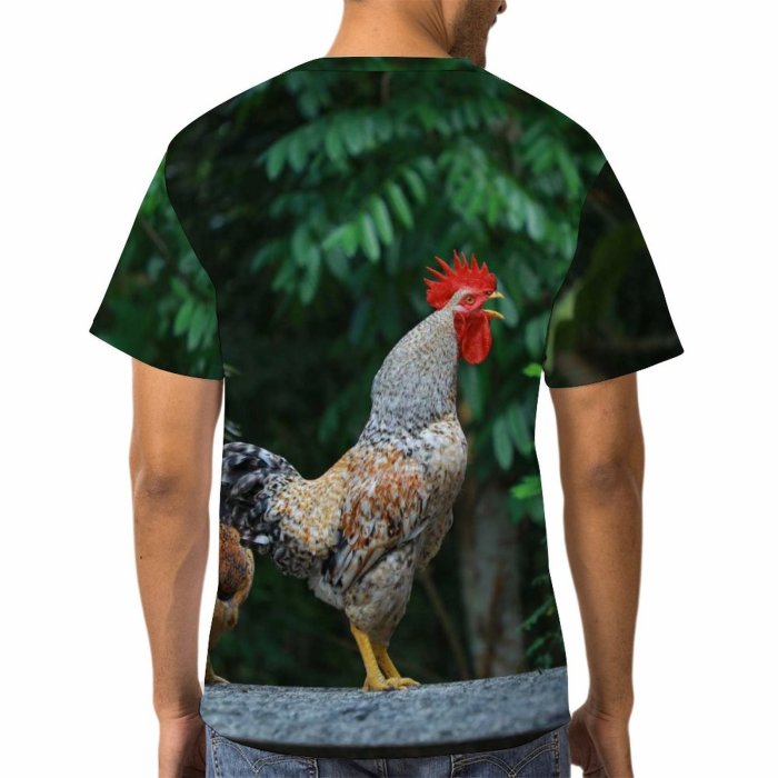 yanfind Adult Full Print T-shirts (men And Women) Wood Bird Summer Garden Farm Grass Chicken Beak Hen Outdoors Wildlife Feather