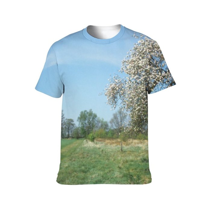 yanfind Adult Full Print T-shirts (men And Women) Landscape Trees Woods Light Fields Sky Flora