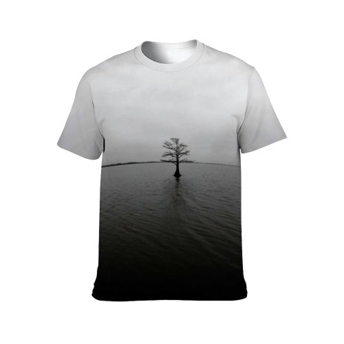 yanfind Adult Full Print Tshirts (men And Women) Alone Tree Big Cloud Drown Ecology Fish Fisherman Fishing Fog Lake Landscape