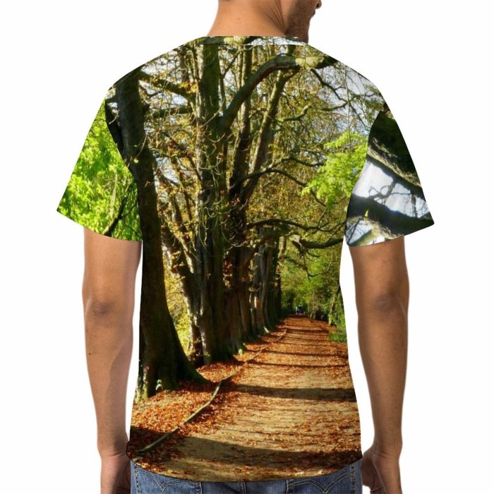 yanfind Adult Full Print Tshirts (men And Women) Autumn Fall Forest Trees Landscape Woods Path