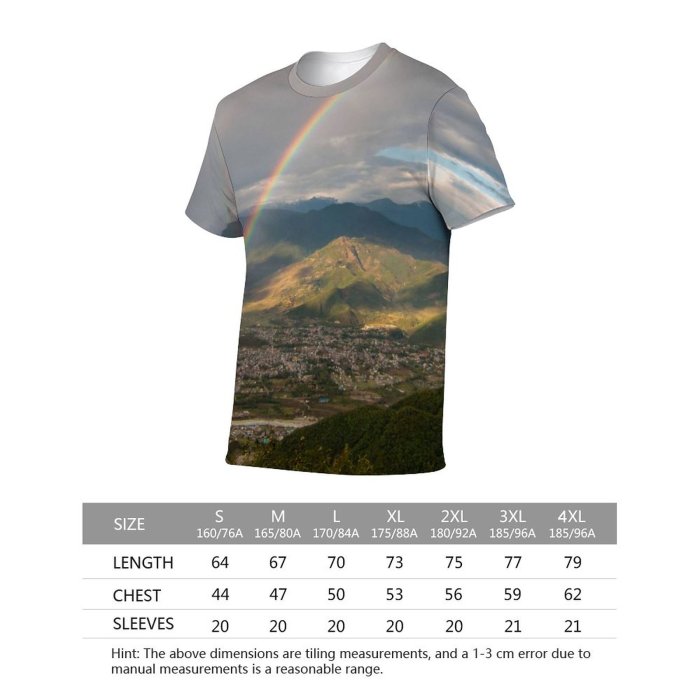 yanfind Adult Full Print T-shirts (men And Women) Light Dawn Landscape Sunset Storm Hill Travel Cloud Outdoors Valley