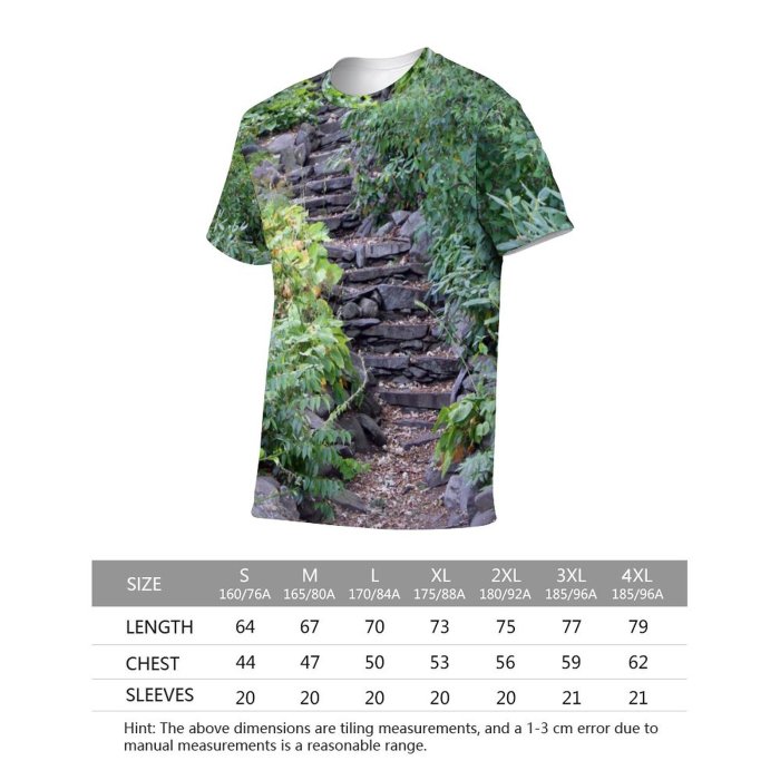 yanfind Adult Full Print Tshirts (men And Women) Architecture Beauty Entrance Footpath Forest Garden Grass Hike Hiking Hill Landscape Leaf