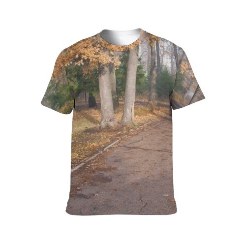 yanfind Adult Full Print Tshirts (men And Women) Autumn Branches Colorful Countryside Fall Fog Foliage Forest Golden Landscape Leaves Morning