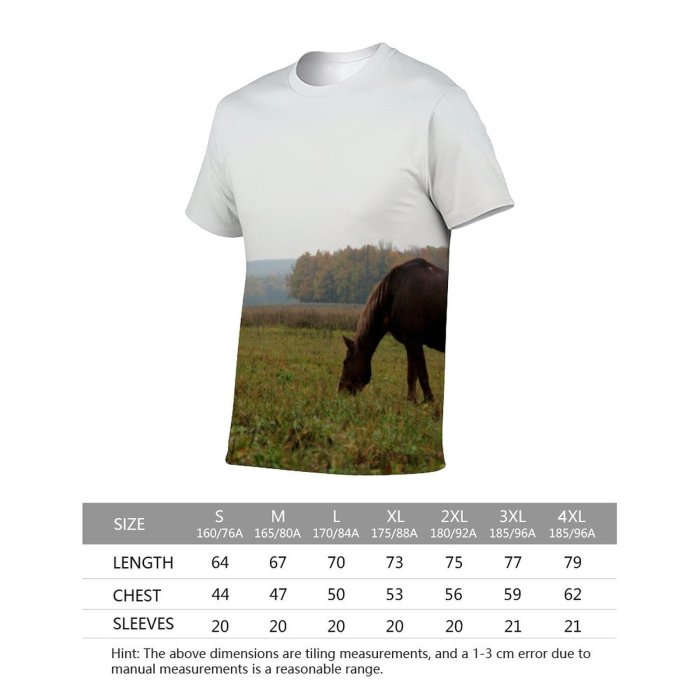 yanfind Adult Full Print Tshirts (men And Women) Field Summer Outdoor Hill Horse Grass Farm Morning Landscape