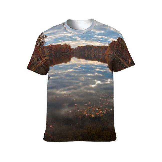 yanfind Adult Full Print Tshirts (men And Women) Fall Autumn Lake Hdr Waterscape Scape Fluid Liquid Reflection Reflections Reflective Mirror