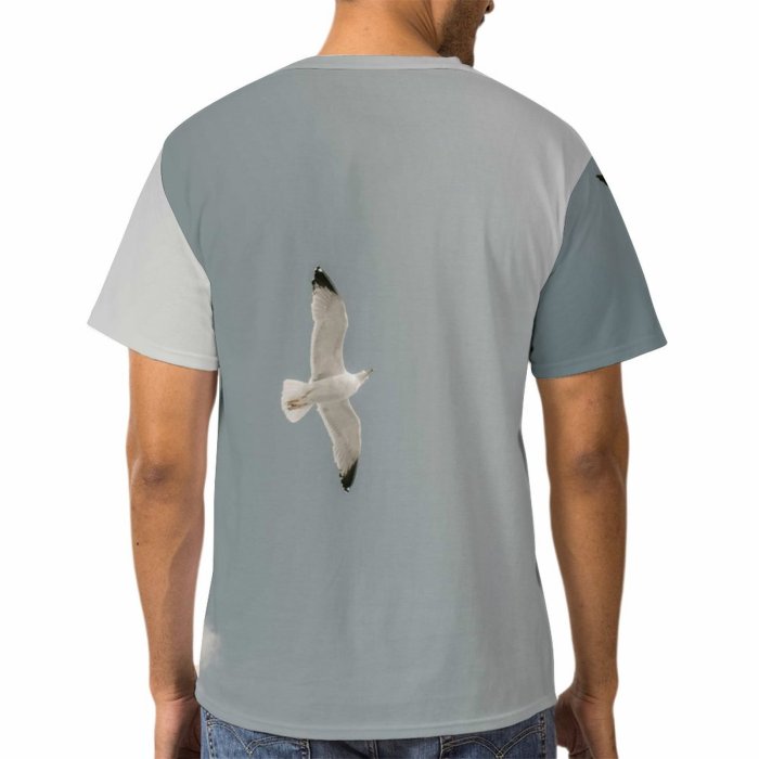 yanfind Adult Full Print T-shirts (men And Women) Flight Bird Freedom Seagulls Portrait Outdoors Wild Fly Wind Goose Wildlife Feather