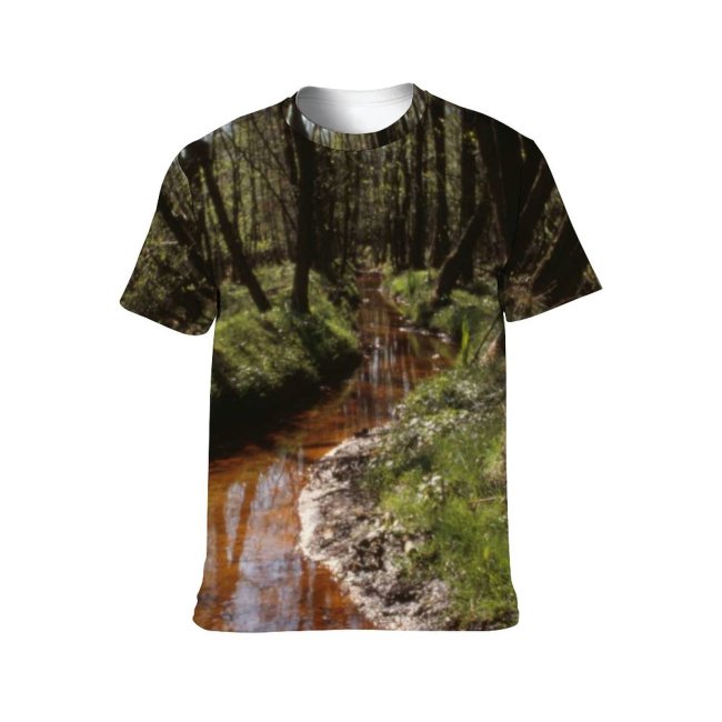 yanfind Adult Full Print T-shirts (men And Women) Landscape Trees Woods River Trench Forest Shadows Outdoors