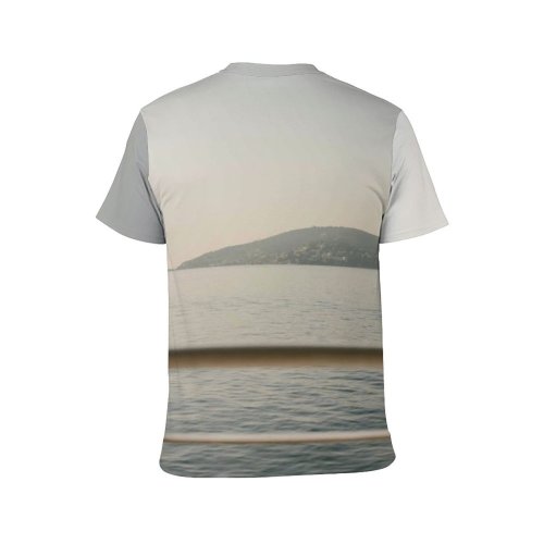yanfind Adult Full Print T-shirts (men And Women) Light Sea Dawn Landscape Sunset Beach Ocean Summer Boat Fog Lake