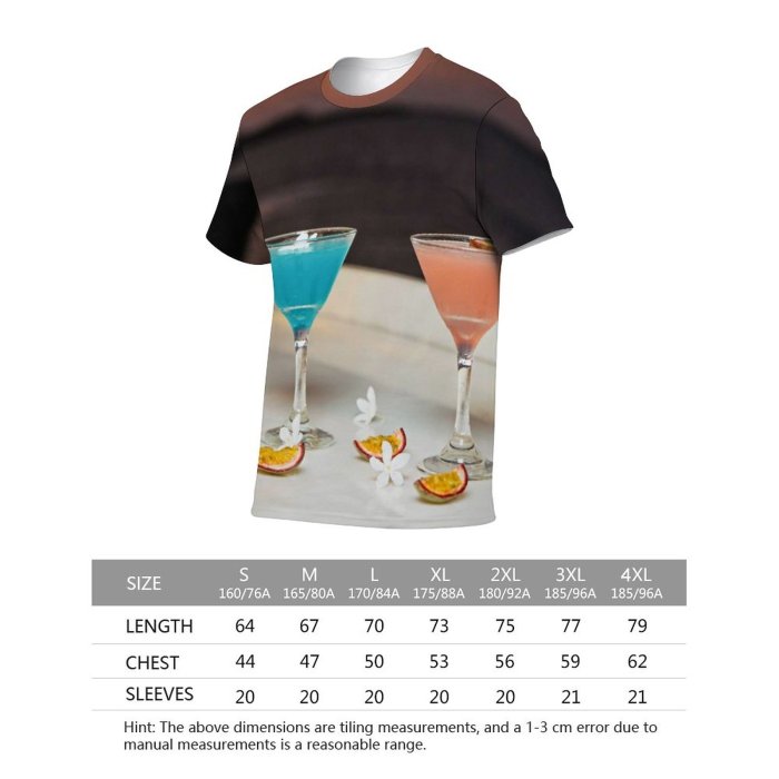 yanfind Adult Full Print T-shirts (men And Women) Sand Relaxation Summer Cocktail Glass Travel Reflection Outdoors Tropical Still Vodka
