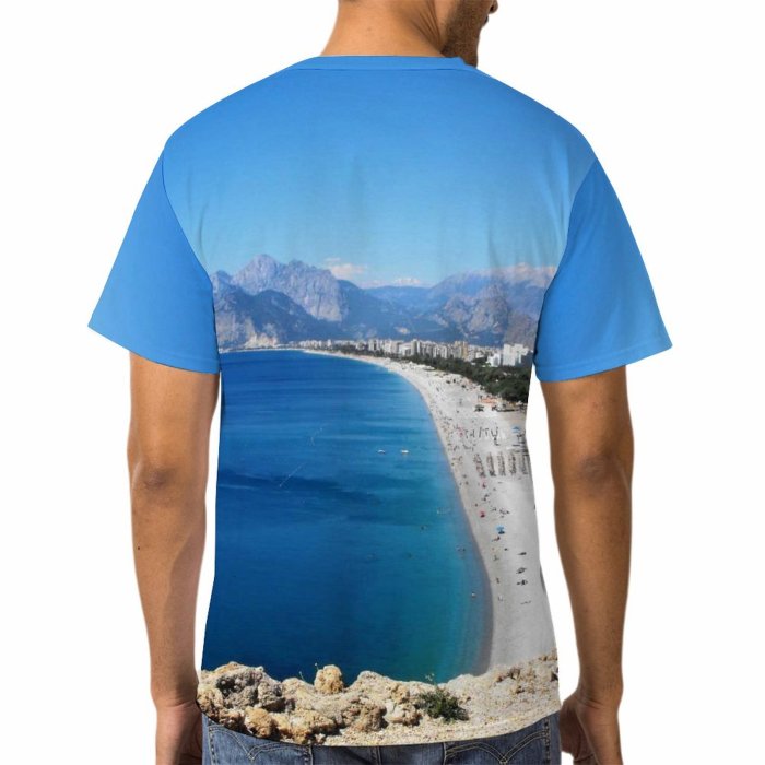 yanfind Adult Full Print Tshirts (men And Women) Antalya Mountains Taurus Beach Great Distance Landscape Sea Ocean Town Sky