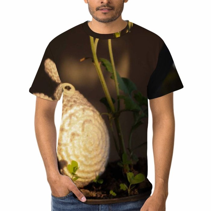yanfind Adult Full Print T-shirts (men And Women) Wood Art Garden Pot Leaf Tree Flower Decoration Christmas Cactus Flora Growth