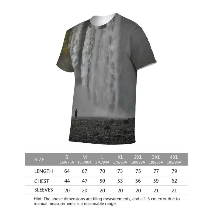 yanfind Adult Full Print T-shirts (men And Women) Landscape Fog Mist Lake Tree River Travel Motion Waterfall Rock
