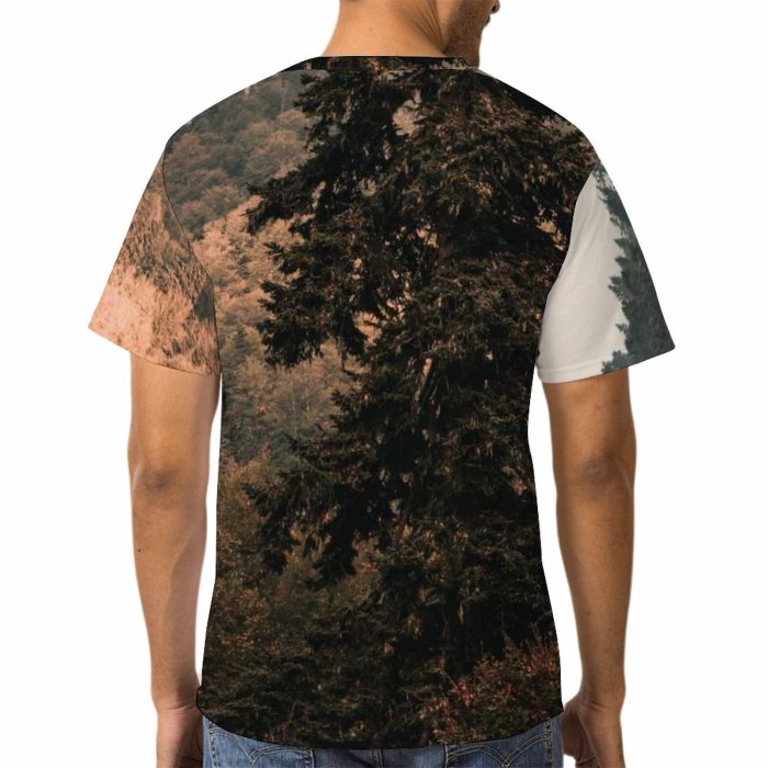 yanfind Adult Full Print T-shirts (men And Women) Snow Wood Dawn Landscape Winter Countryside Fog Leaf Fall Travel Christmas Outdoors