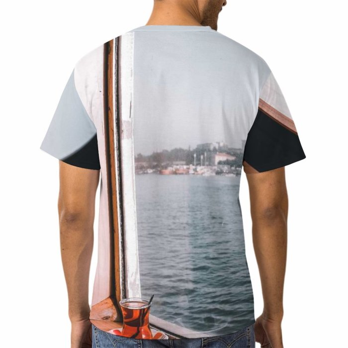 yanfind Adult Full Print T-shirts (men And Women) Light Sea Dawn Sunset Sand Ocean Summer Architecture Luxury Travel Window