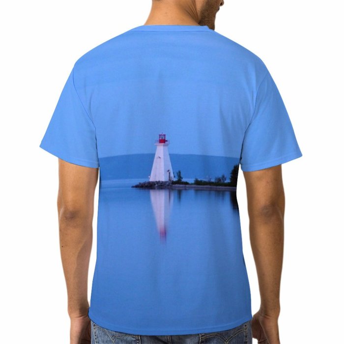 yanfind Adult Full Print Tshirts (men And Women) Lighthouse Cape Breton Scotia Sea Ocean Waterreflection Trees Sky