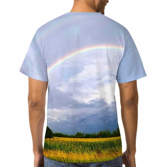 yanfind Adult Full Print T-shirts (men And Women) Landscape Field Storm Summer Agriculture Farm Grass Cloud Grassland Outdoors