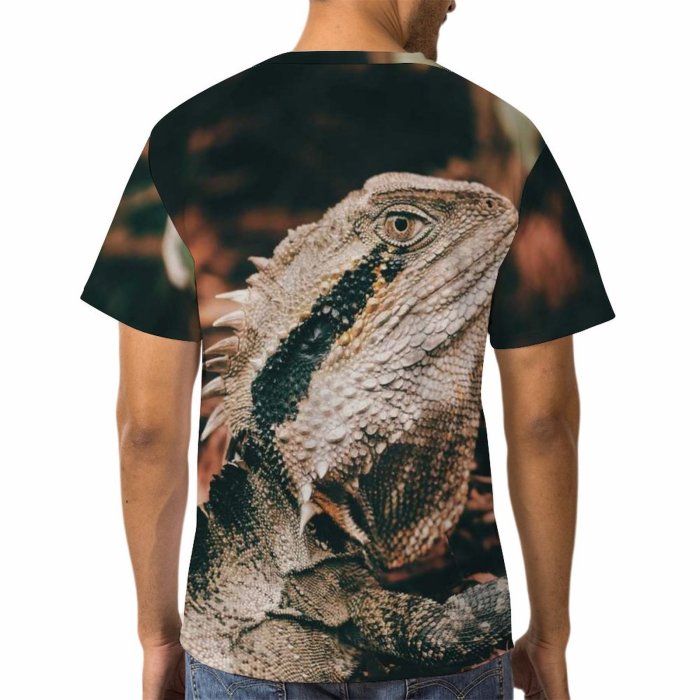 yanfind Adult Full Print T-shirts (men And Women) Portrait Bearded Creature Depth Field Fauna Iguana Lizard