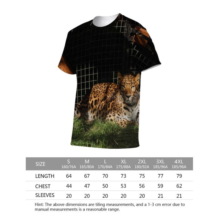 yanfind Adult Full Print T-shirts (men And Women) Wood Grass Fur Portrait Cat Outdoors Wild Hunter Jungle Leopard