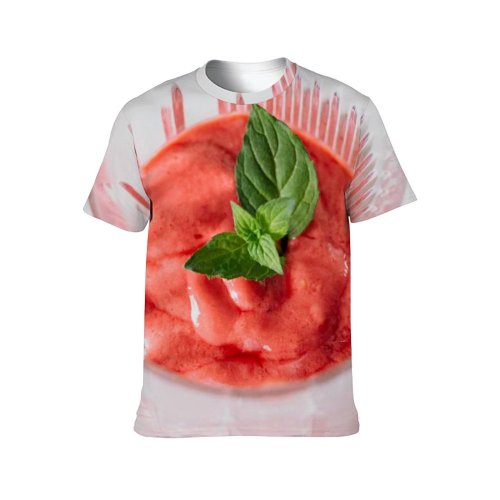 yanfind Adult Full Print T-shirts (men And Women) Summer Glass Leaf Breakfast Milk Sweet Health Yogurt Ingredients Juicy Cream Delicious