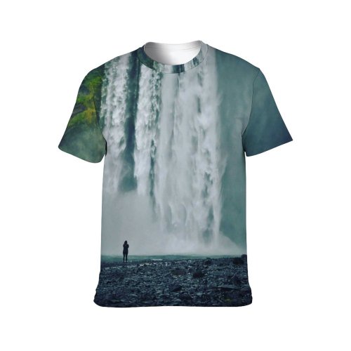 yanfind Adult Full Print T-shirts (men And Women) Landscape Fog Mist Lake Tree River Travel Motion Waterfall Rock Outdoors