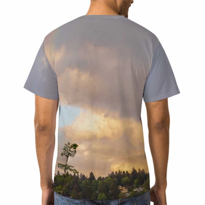 yanfind Adult Full Print T-shirts (men And Women) Light Dawn Landscape Sunset Beach Storm Lake Evening Tree Travel