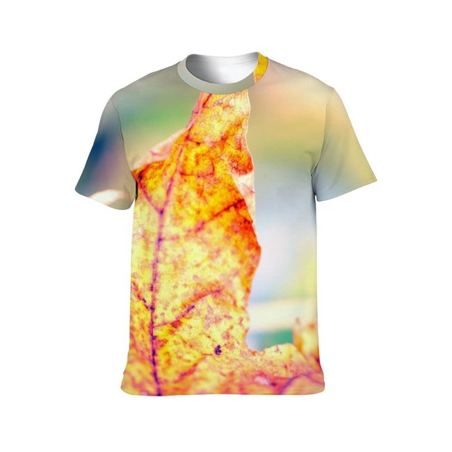 yanfind Adult Full Print Tshirts (men And Women) Autumn Beautiful Beauty Branch Closeup Golden Leafs Leaves Texture