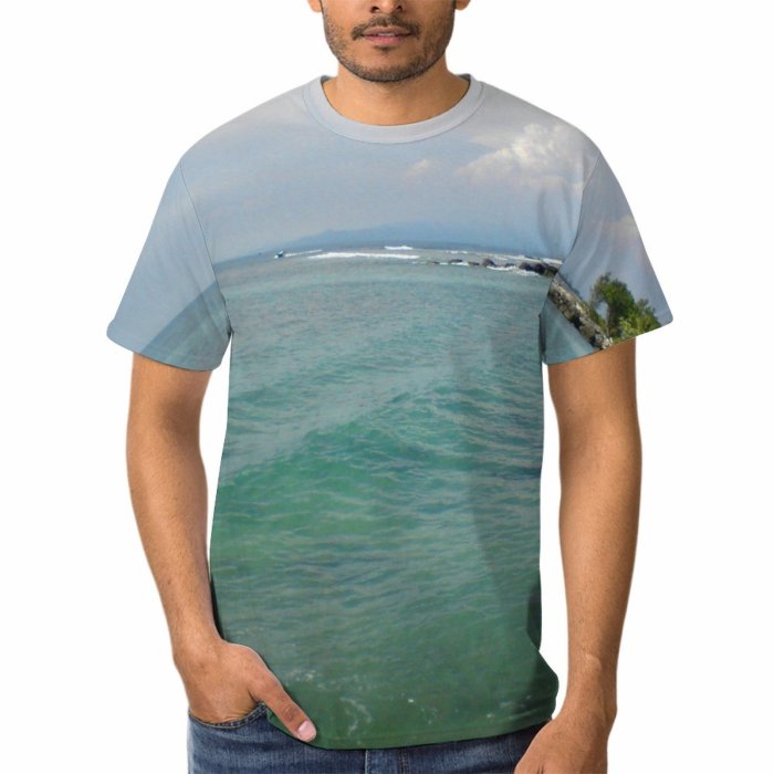 yanfind Adult Full Print T-shirts (men And Women) Lautbiru Sea Shore Landscape Clouds Beach