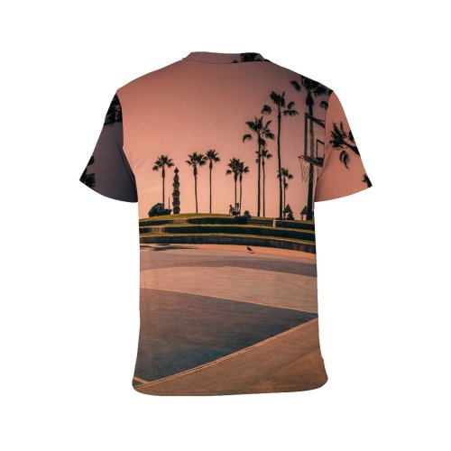 yanfind Adult Full Print T-shirts (men And Women) Light City Dawn Landscape Sunset Beach Street Architecture Tree Travel Palm