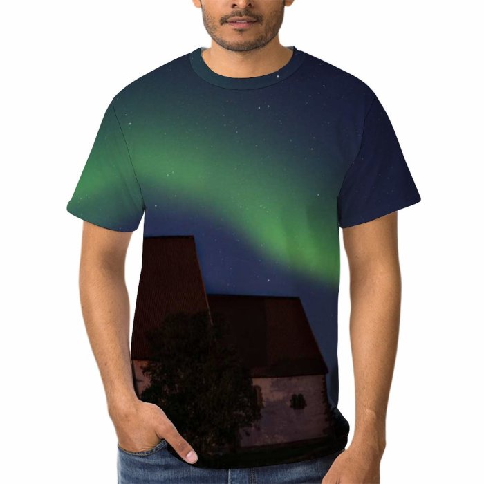 yanfind Adult Full Print T-shirts (men And Women) Light Landscape Space Evening Tree Galaxy Travel Science Outdoors Exploration Astronomy