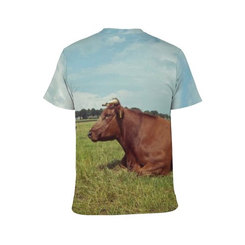 yanfind Adult Full Print T-shirts (men And Women) Landscape Field Countryside Agriculture Farm Grass Grassland Milk Rural Farmland Pasture Cattle