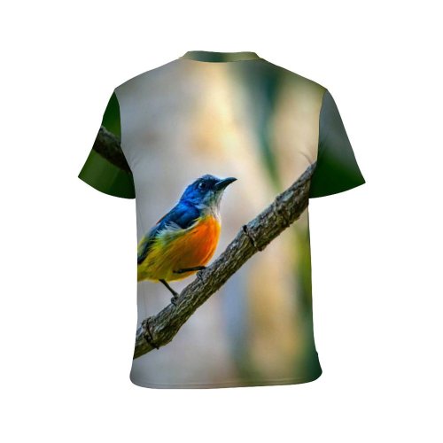 yanfind Adult Full Print T-shirts (men And Women) Leaf Wild Tropical Little Robin Rainforest Daylight Migration Birdwatching