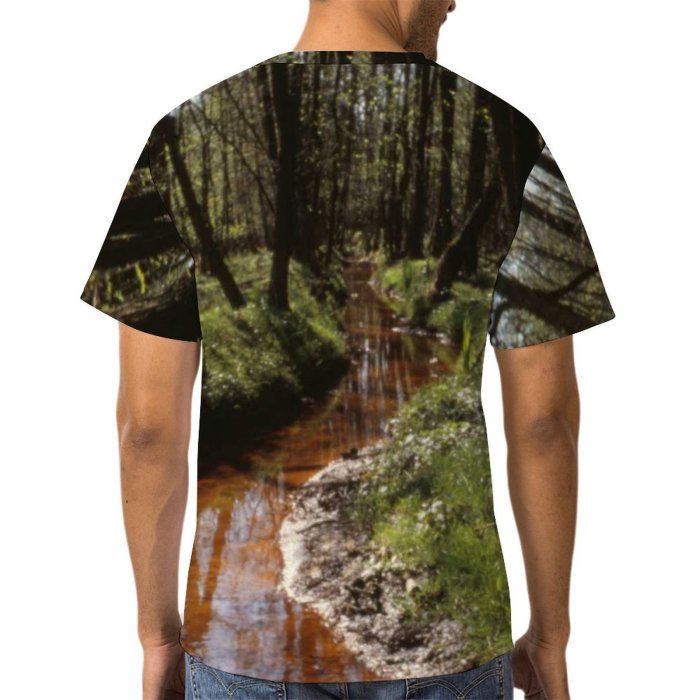 yanfind Adult Full Print T-shirts (men And Women) Landscape Trees Woods River Trench Forest Shadows Outdoors
