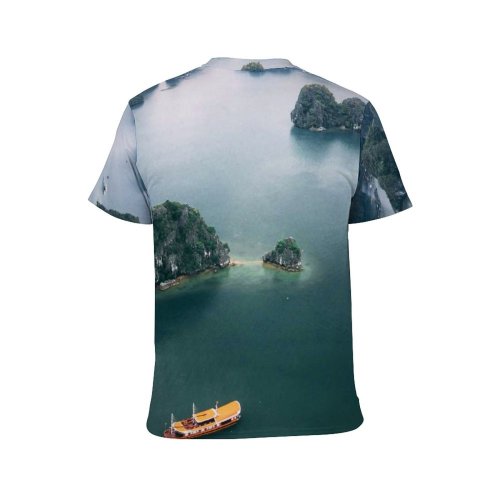 yanfind Adult Full Print T-shirts (men And Women) Sea Landscape Ship Vehicle Lake River Travel Reflection Island Outdoors Recreation