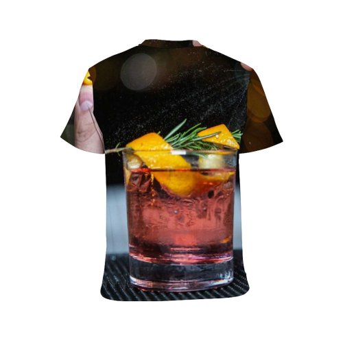 yanfind Adult Full Print T-shirts (men And Women) Party Cocktail Glass Leaf Reflection Lemon Fruit Vodka Whisky Liquor Rum