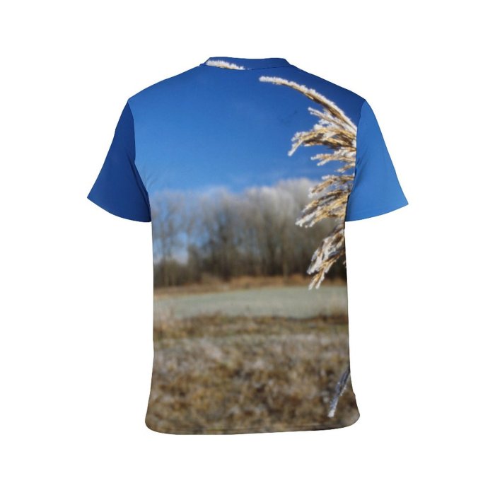 yanfind Adult Full Print T-shirts (men And Women) Landscape Trees Woods Snow Winter Straw Frozen