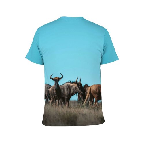 yanfind Adult Full Print T-shirts (men And Women) Grass Deer Outdoors Wild Bull Cow Safari Wildlife Pasture Horn Antelope