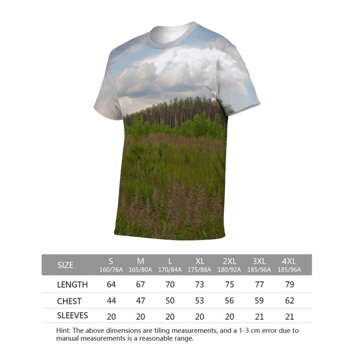 yanfind Adult Full Print Tshirts (men And Women) Landscape Trees Hill Grass Summer Sky