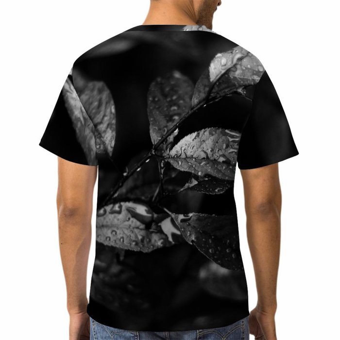 yanfind Adult Full Print Tshirts (men And Women) Leaves Droplets Tones Contrast Simplicity Abstract Tree Bspo06 Blackandwhite
