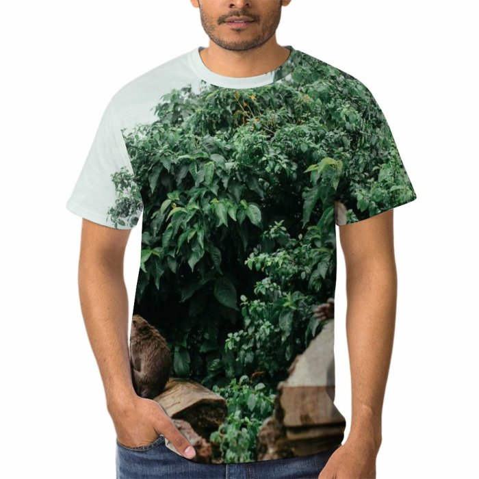 yanfind Adult Full Print T-shirts (men And Women) Wood Building Park Architecture Tree Travel Sculpture Monkey Outdoors Religion Jungle