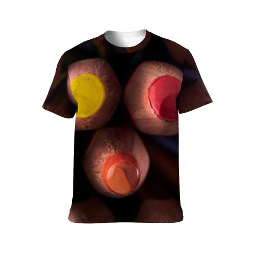 yanfind Adult Full Print T-shirts (men And Women) Wood Wooden Still Crayon Pastel Coloring Motley Round